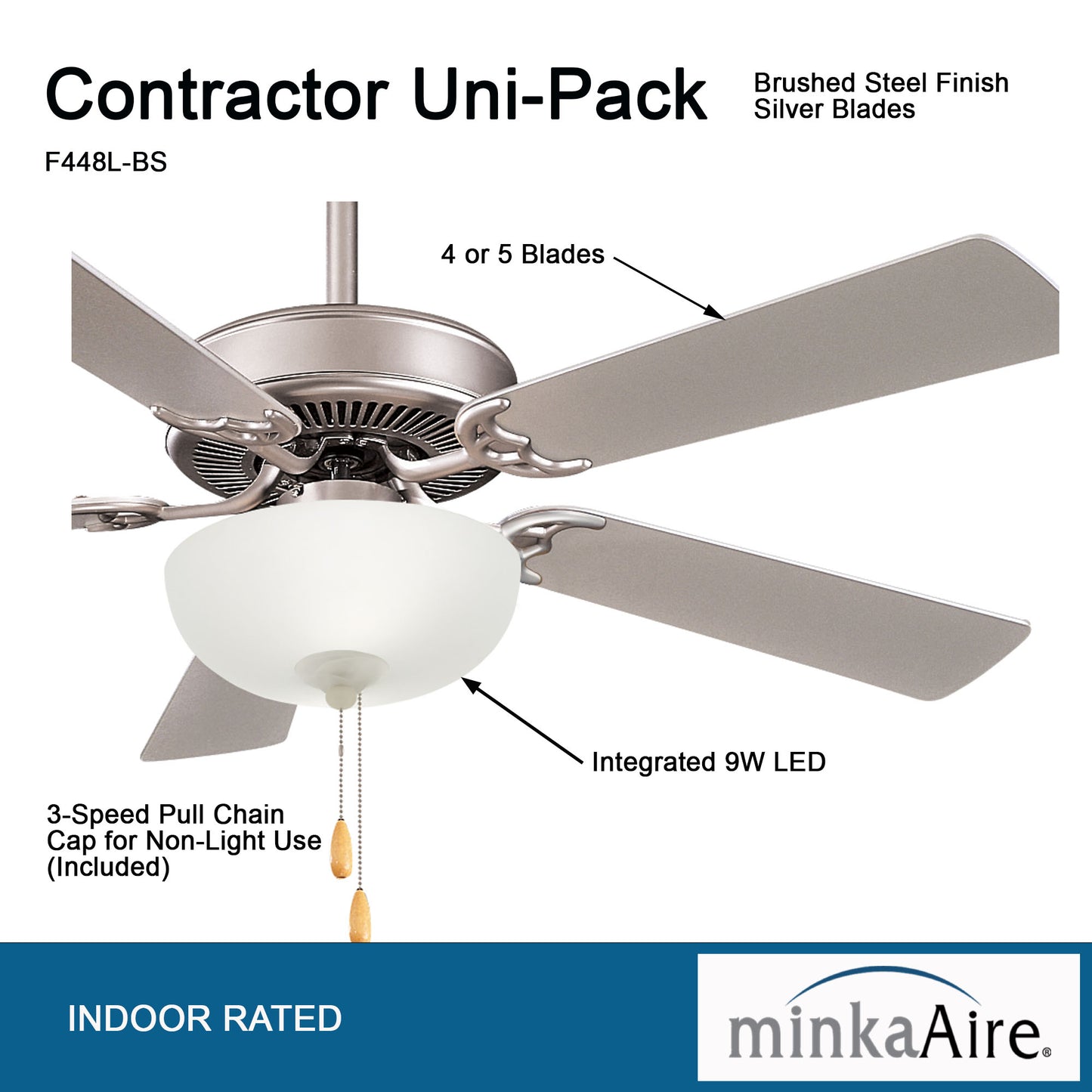 Minka Aire CONTRACTOR II UNI-PACK シーリングファンライト 【F448L-BS】