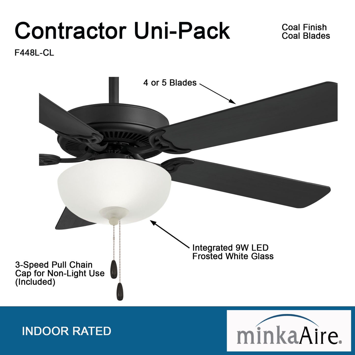 Minka Aire CONTRACTOR II UNI-PACK シーリングファンライト 【F448L-CL】