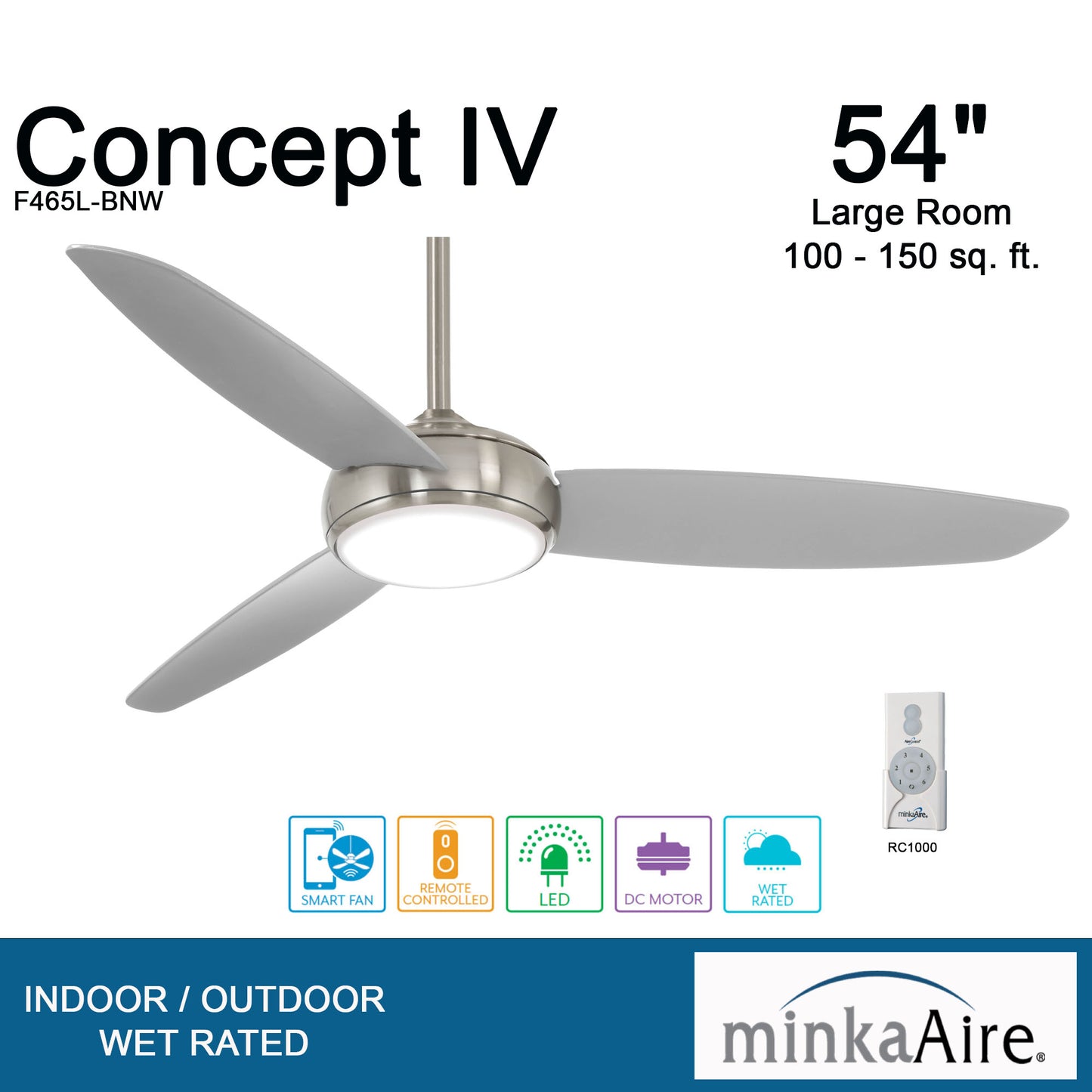 Minka Aire CONCEPT™ IV LED シーリングファンライト 【F465L-BNW】