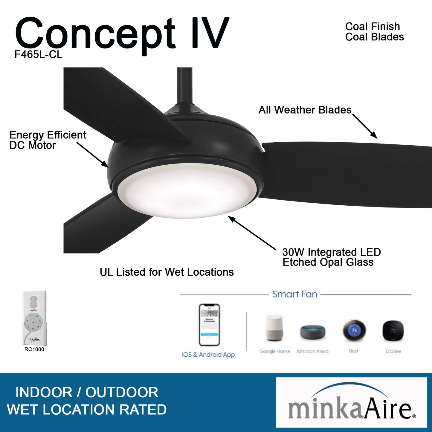 Minka Aire CONCEPT™ IV LED シーリングファンライト 【F465L-CL】