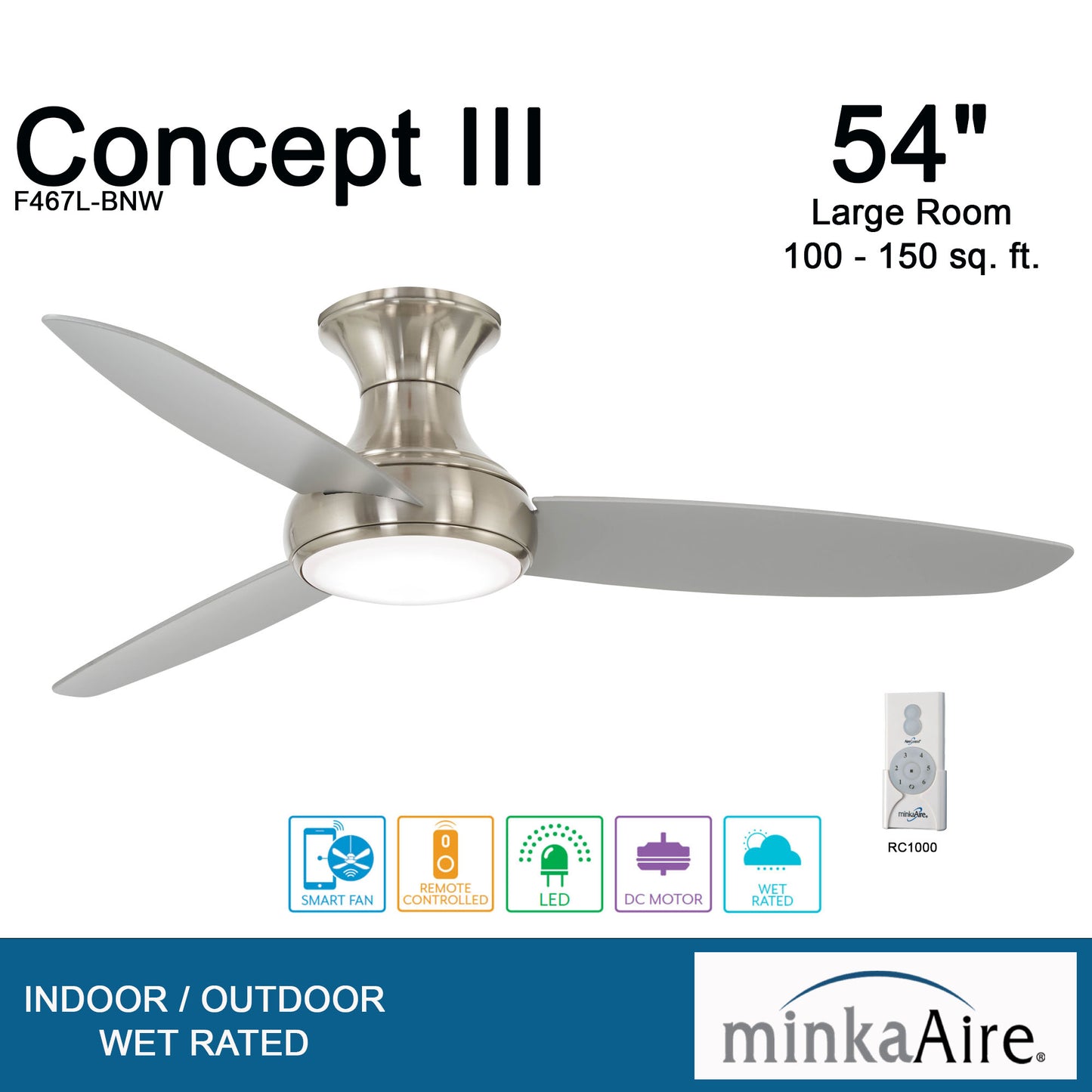 Minka Aire CONCEPT™ III LED シーリングファンライト 【F467L-BNW】