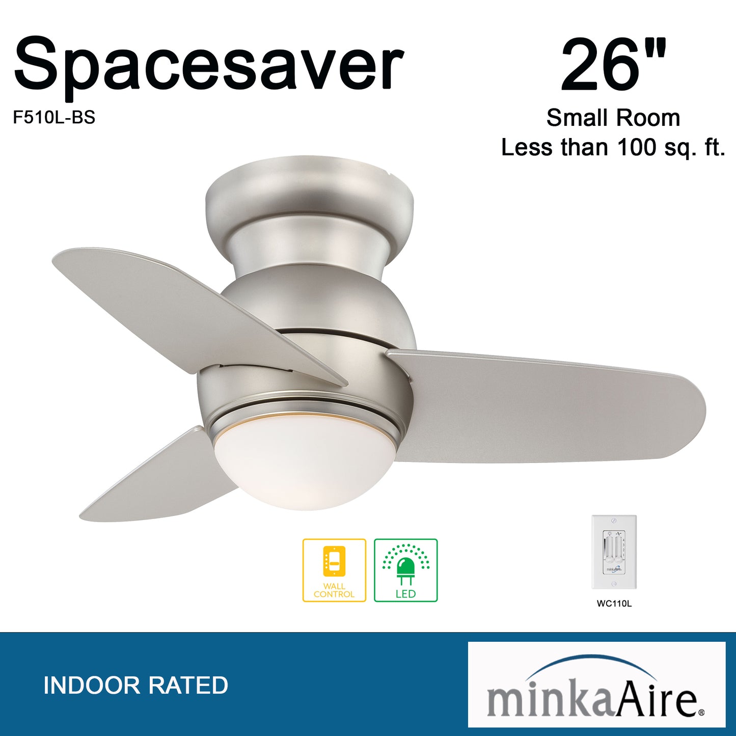 Minka Aire SPACESAVER LED シーリングファンライト 【F510L-BS】