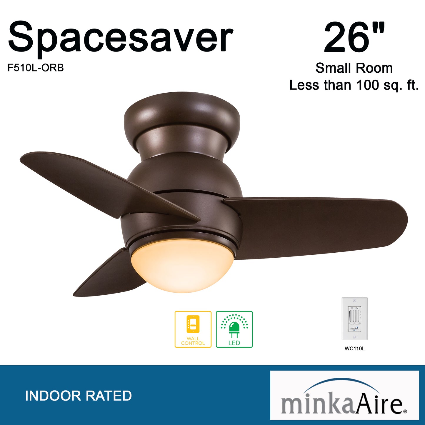 Minka Aire SPACESAVER LED シーリングファンライト 【F510L-ORB】