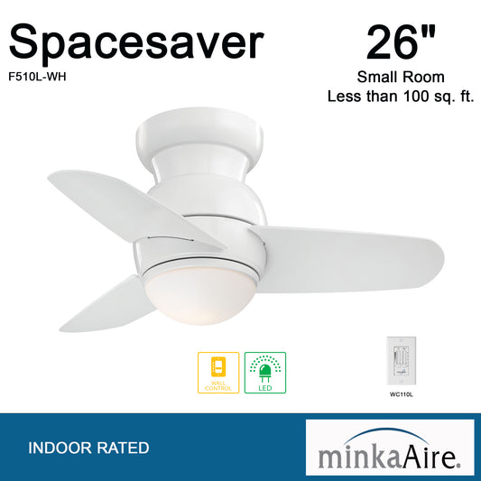 Minka Aire SPACESAVER LED シーリングファンライト 【F510L-WH】