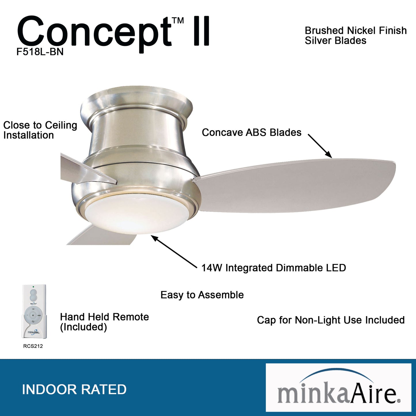 Minka Aire CONCEPT™ II 44" LED シーリングファンライト 【F518L-BN】