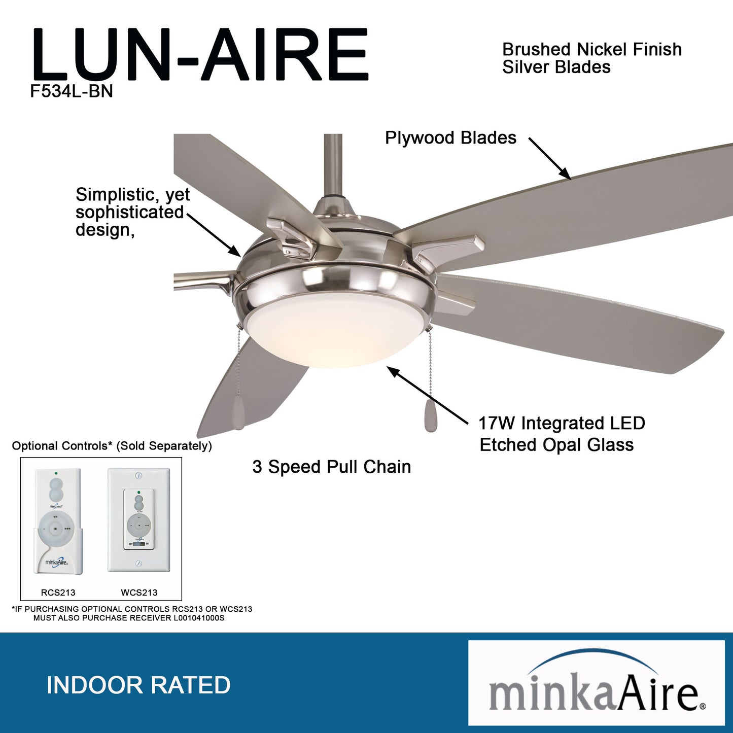 Minka Aire LUN-AIRE シーリングファンライト 【F534L-BN】