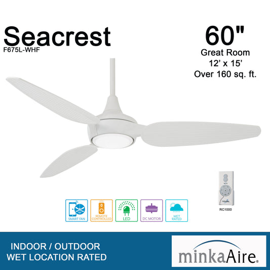 Minka Aire SEACREST LED シーリングファンライト 【F675L-WHF】