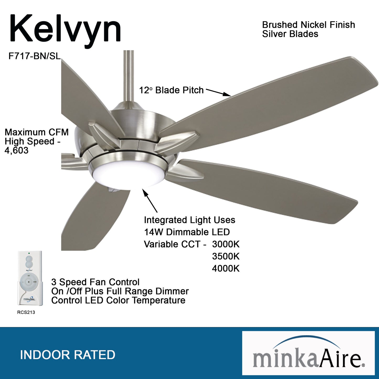 Minka Aire KELVYN シーリングファンライト 【F717L-BN/SL】
