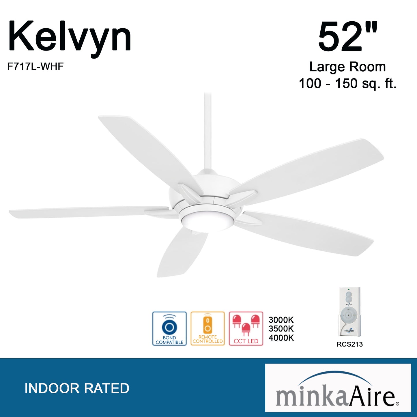 Minka Aire KELVYN シーリングファンライト 【F717L-WHF】