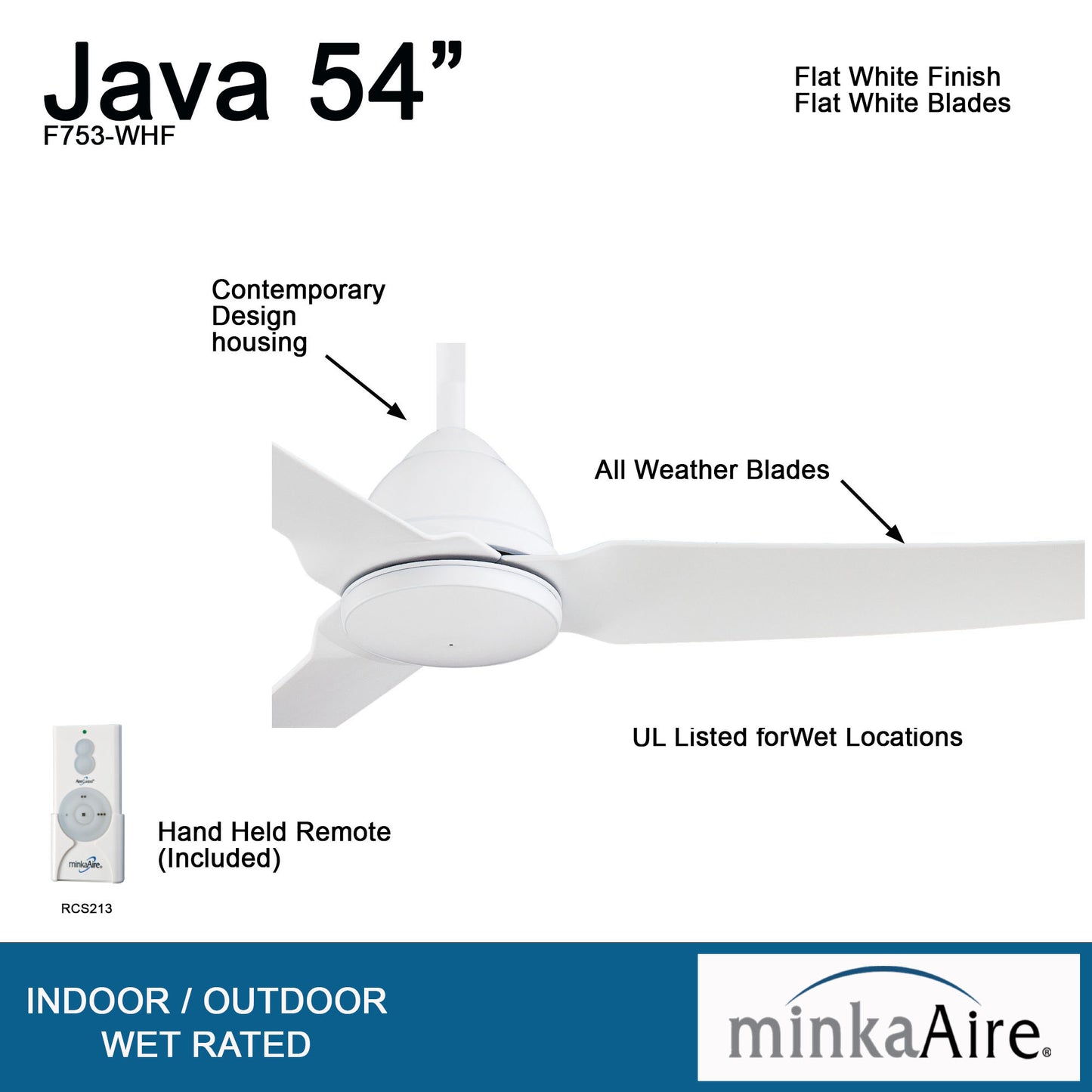 Minka Aire JAVA シーリングファン 【F753-WHF】