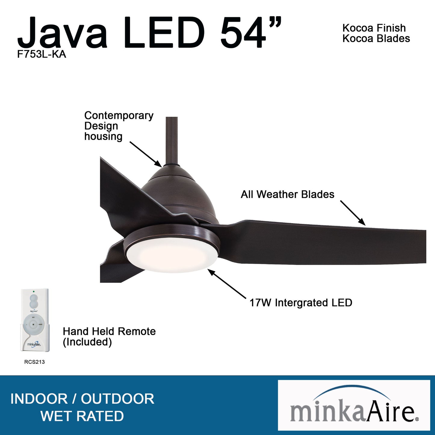 Minka Aire JAVA LED シーリングファンライト 【F753L-KA】
