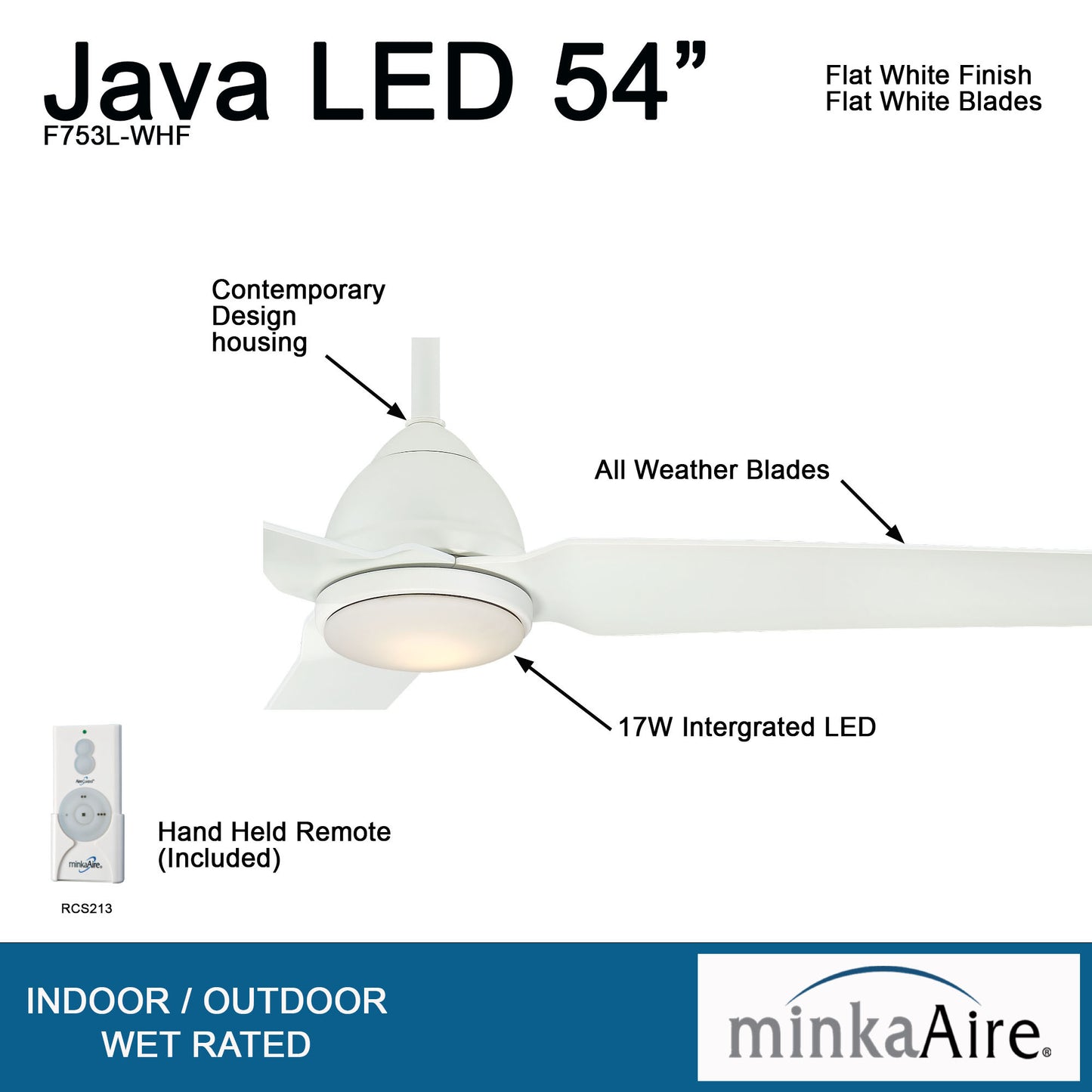 Minka Aire JAVA LED シーリングファンライト 【F753L-WHF】