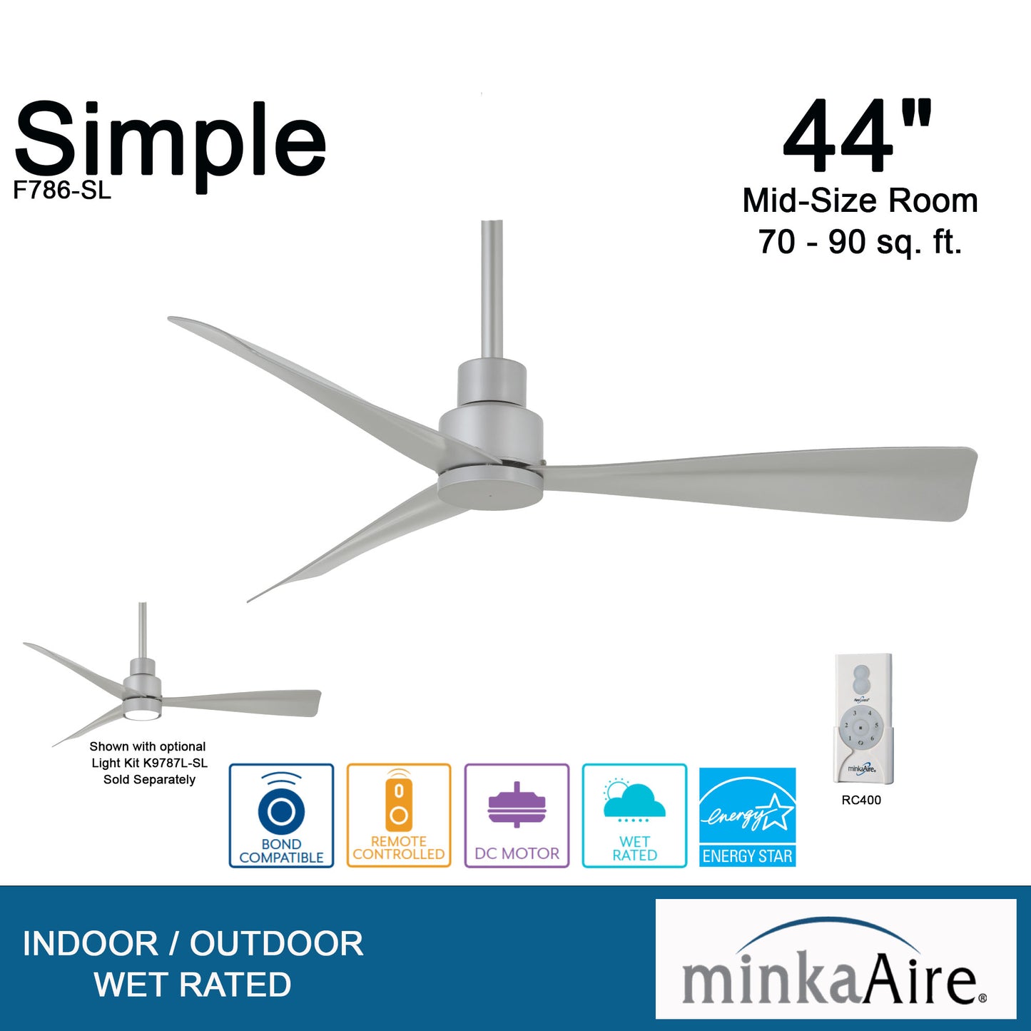 Minka Aire SIMPLE 44" シーリングファン 【F786-SL】