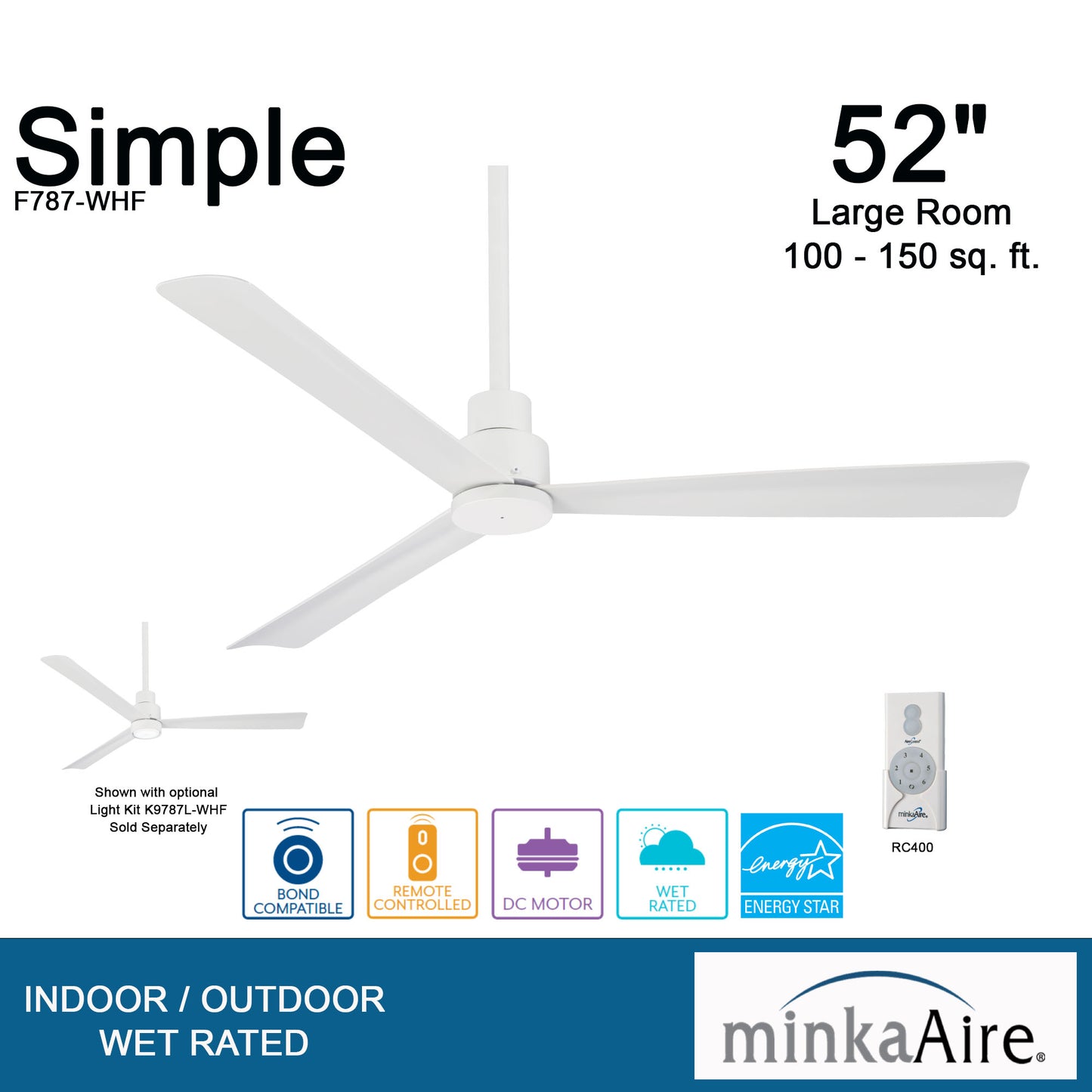 Minka Aire SIMPLE シーリングファン 【F787-WHF】