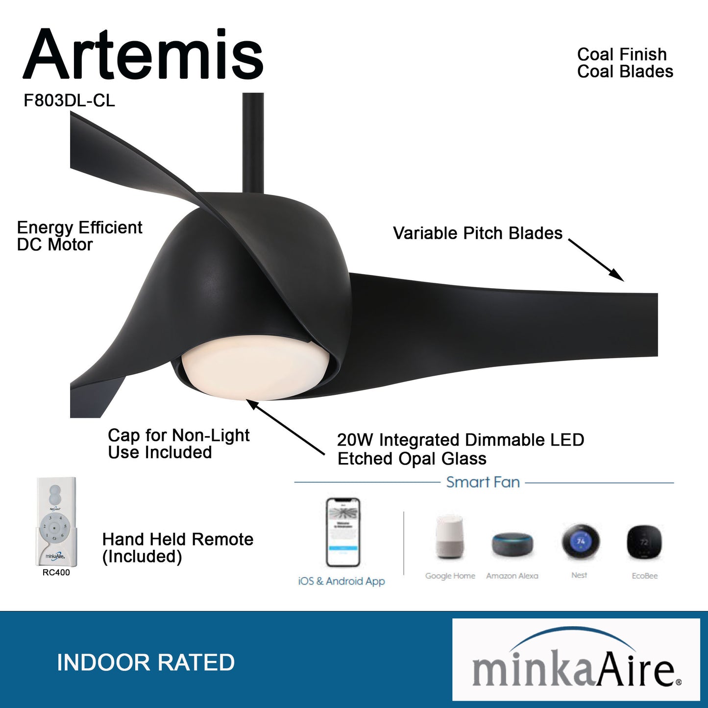 Minka Aire ARTEMIS LED シーリングファンライト 【F803DL-CL】