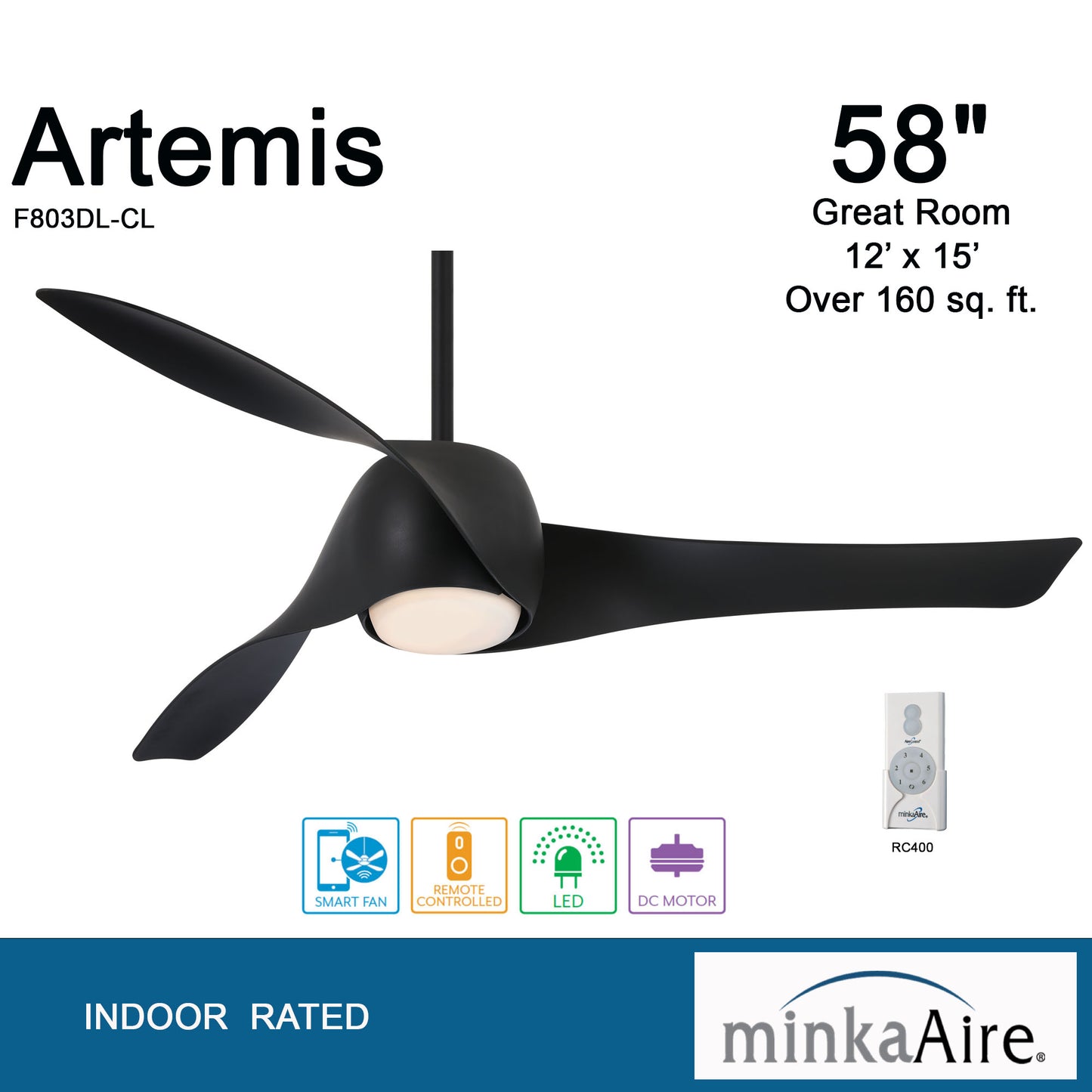 Minka Aire ARTEMIS LED シーリングファンライト 【F803DL-CL】