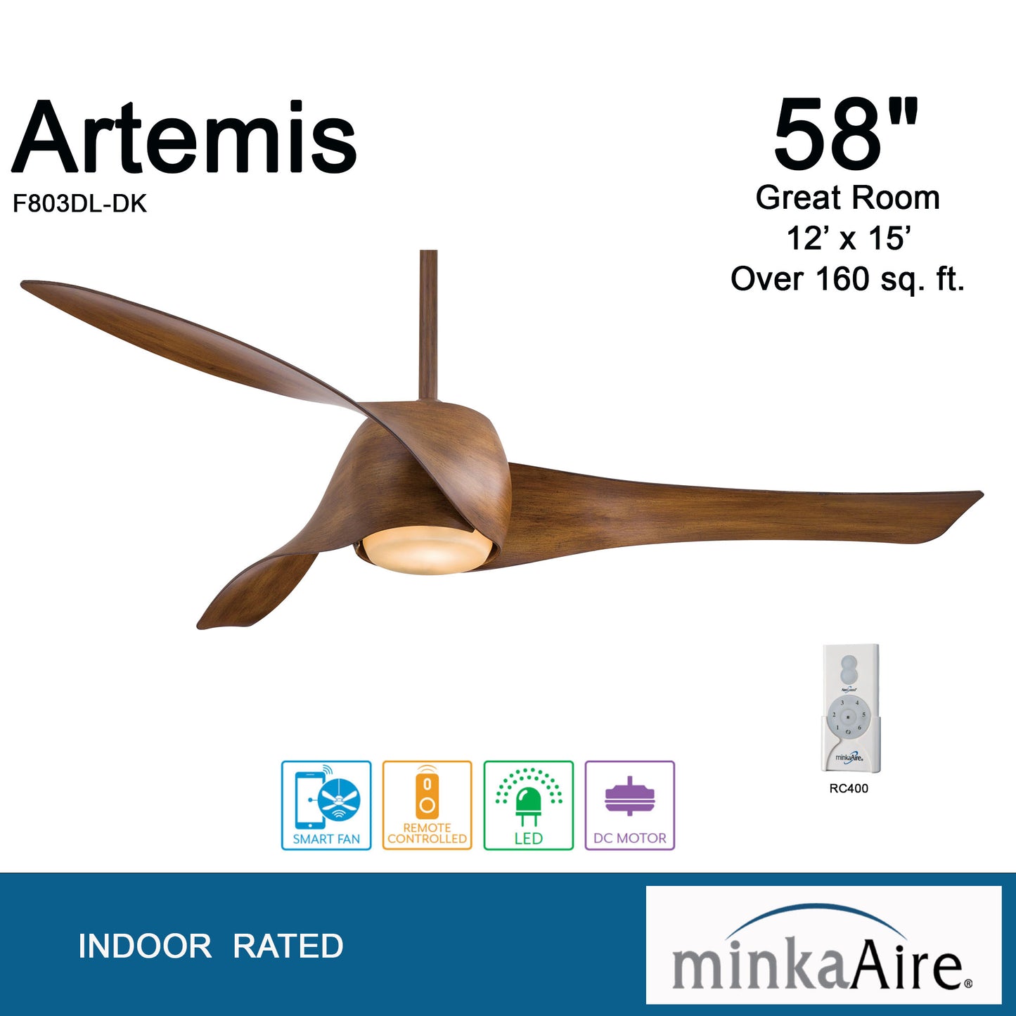 Minka Aire ARTEMIS LED シーリングファンライト 【F803DL-DK】