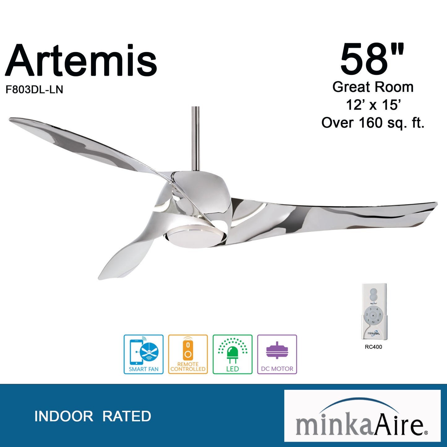 Minka Aire ARTEMIS LED シーリングファンライト 【F803DL-LN】