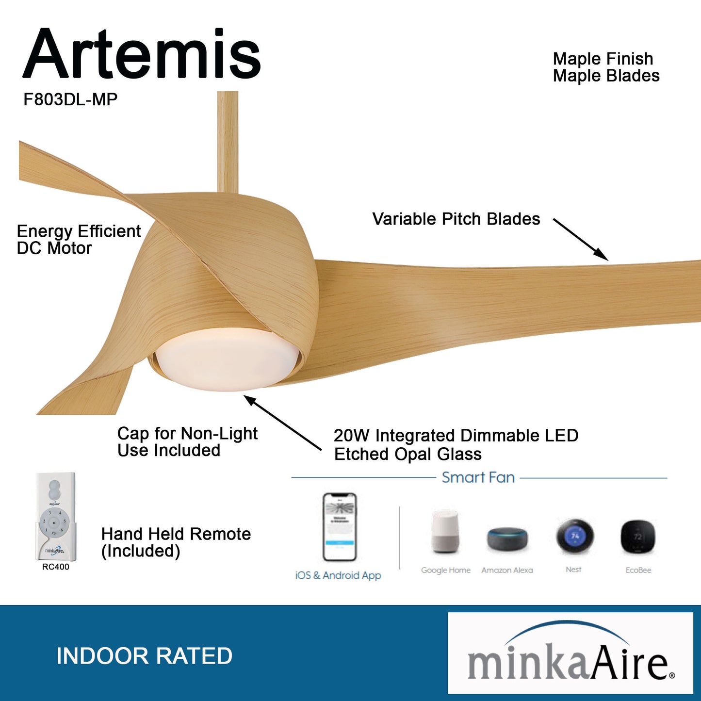 Minka Aire ARTEMIS LED シーリングファンライト 【F803DL-MP】