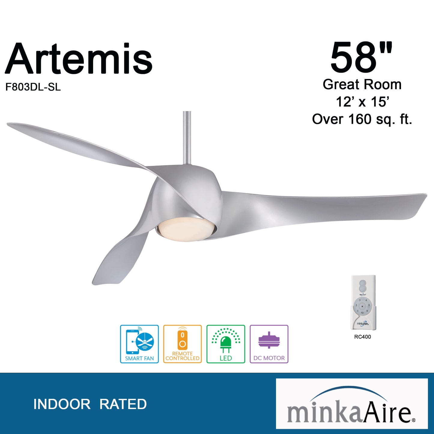 Minka Aire ARTEMIS LED シーリングファンライト 【F803DL-SL】