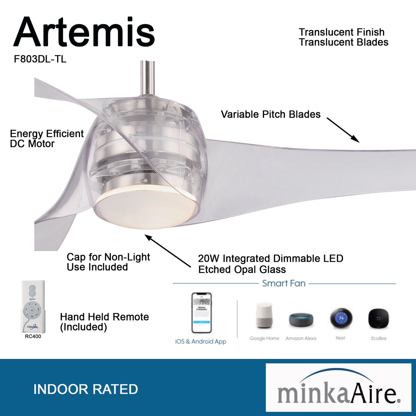 Minka Aire ARTEMIS LED シーリングファンライト 【F803DL-TL】