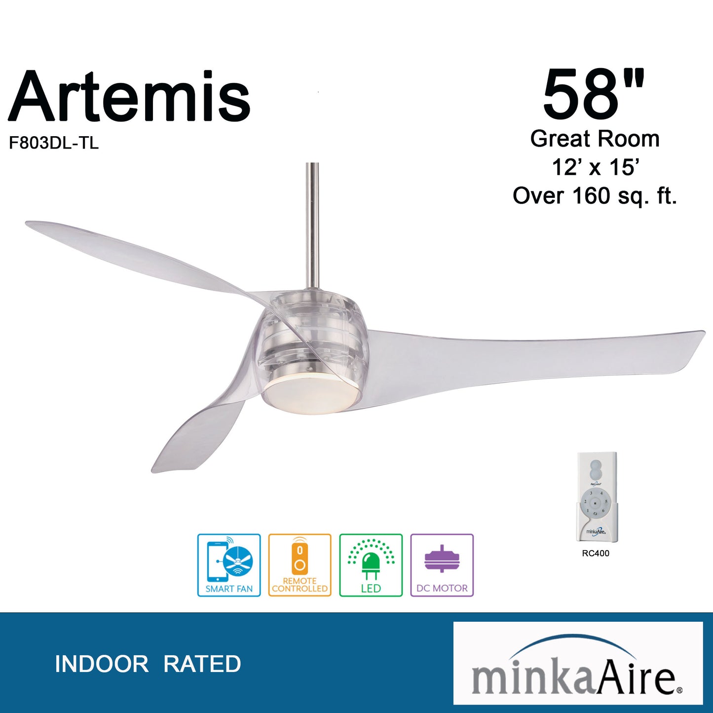 Minka Aire ARTEMIS LED シーリングファンライト 【F803DL-TL】