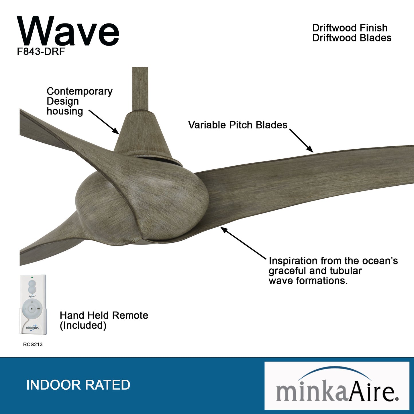 Minka Aire WAVE 52" シーリングファン 【F843-DRF】