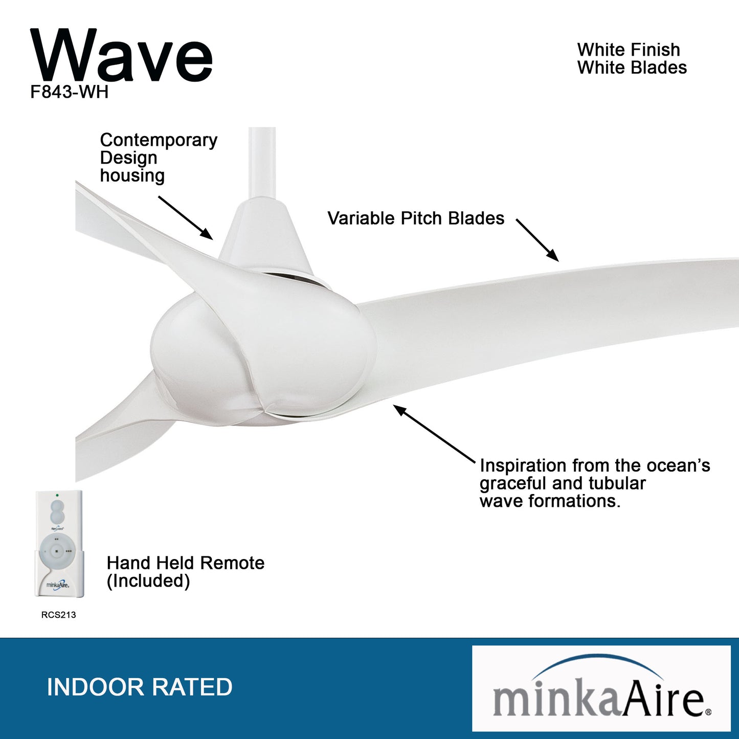 Minka Aire WAVE 52" シーリングファン 【F843-WH】