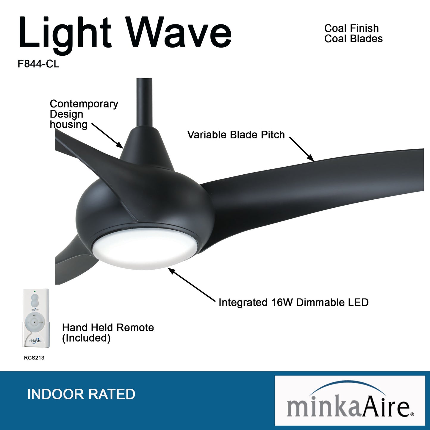 Minka Aire LIGHT WAVE 52" シーリングファンライト 【F844-CL】