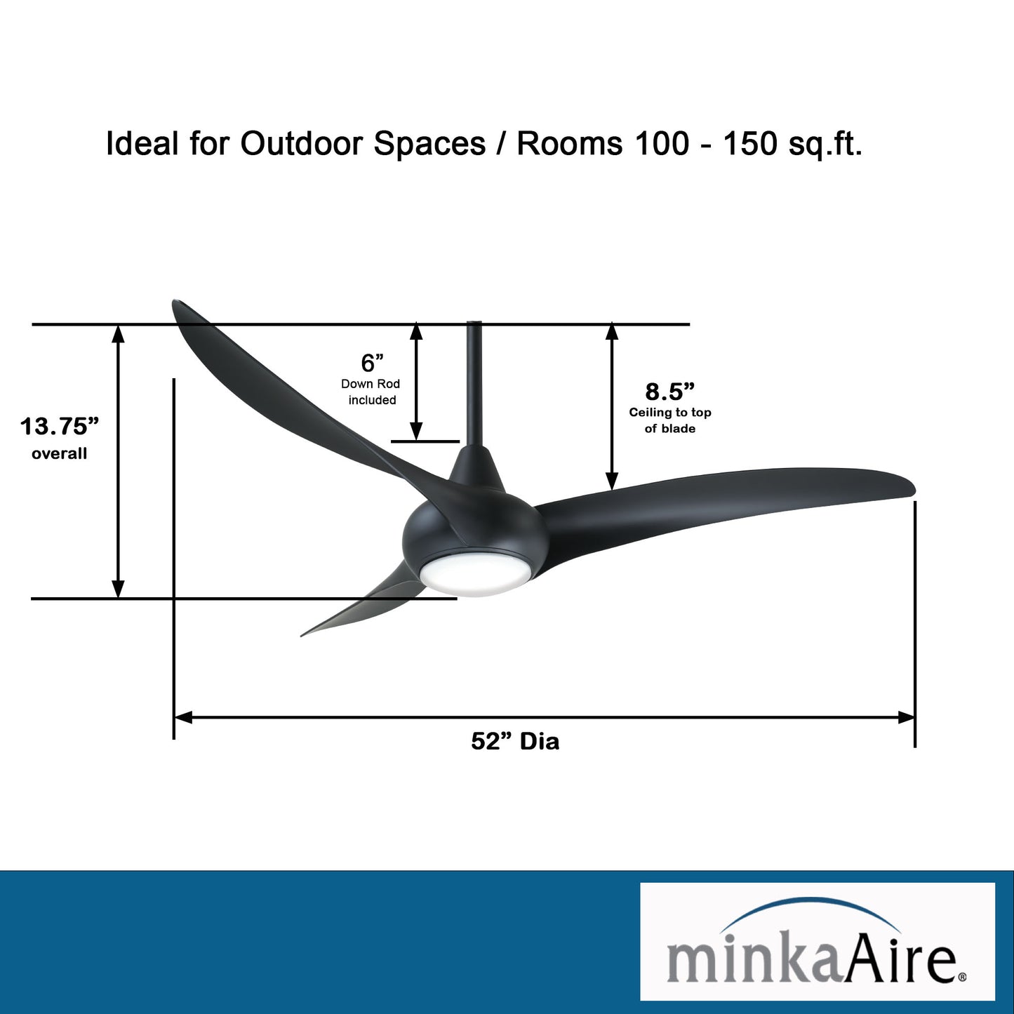 Minka Aire LIGHT WAVE 52" シーリングファンライト 【F844-CL】