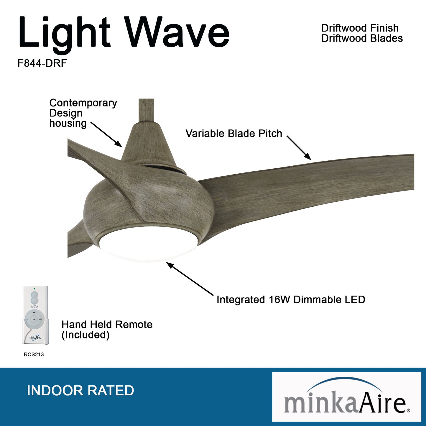Minka Aire LIGHT WAVE 52" シーリングファンライト 【F844-DRF】