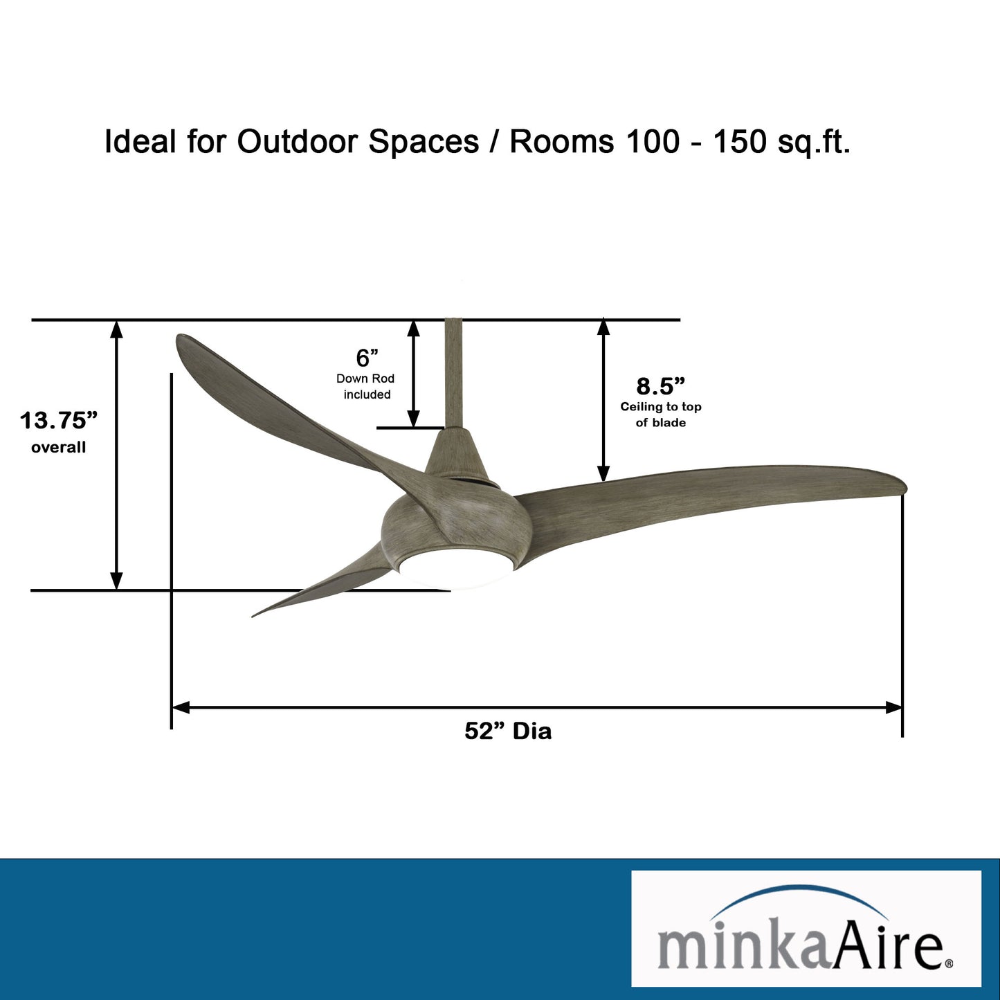 Minka Aire LIGHT WAVE 52" シーリングファンライト 【F844-DRF】