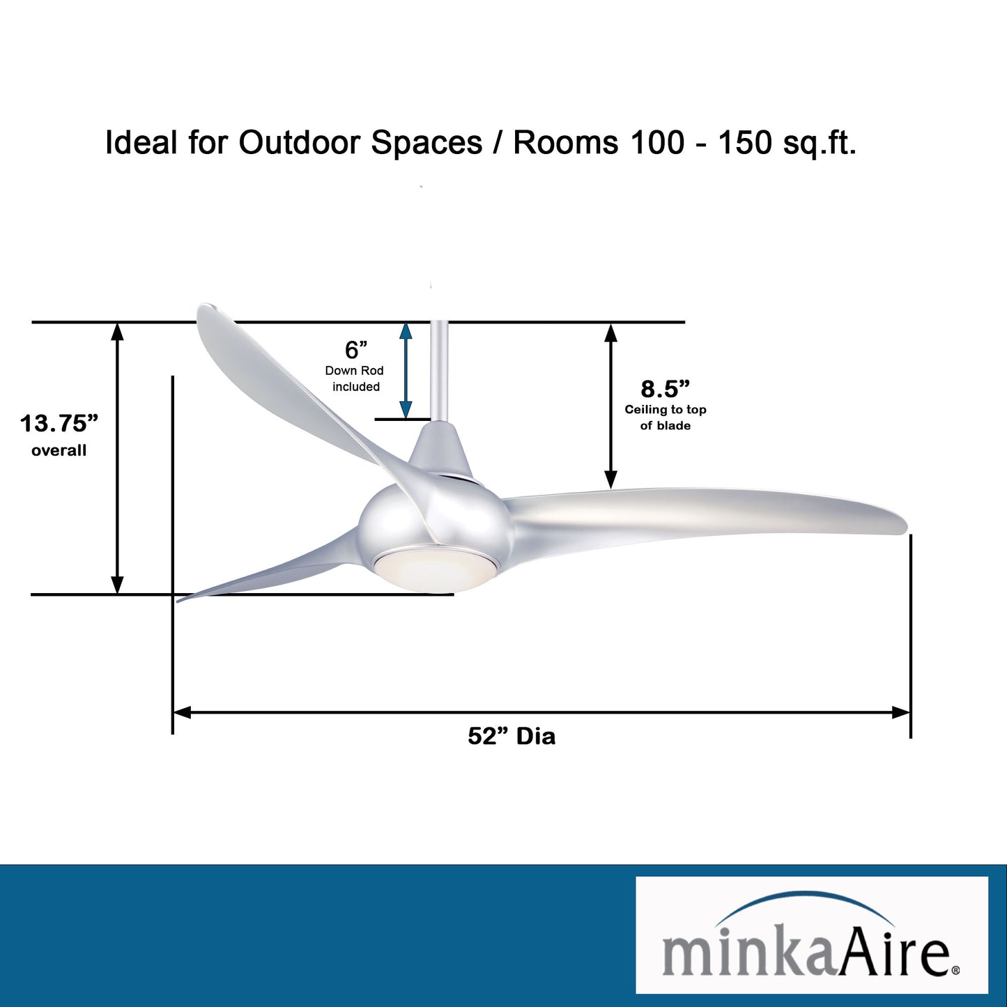 Minka Aire LIGHT WAVE 52" シーリングファンライト 【F844-SL】