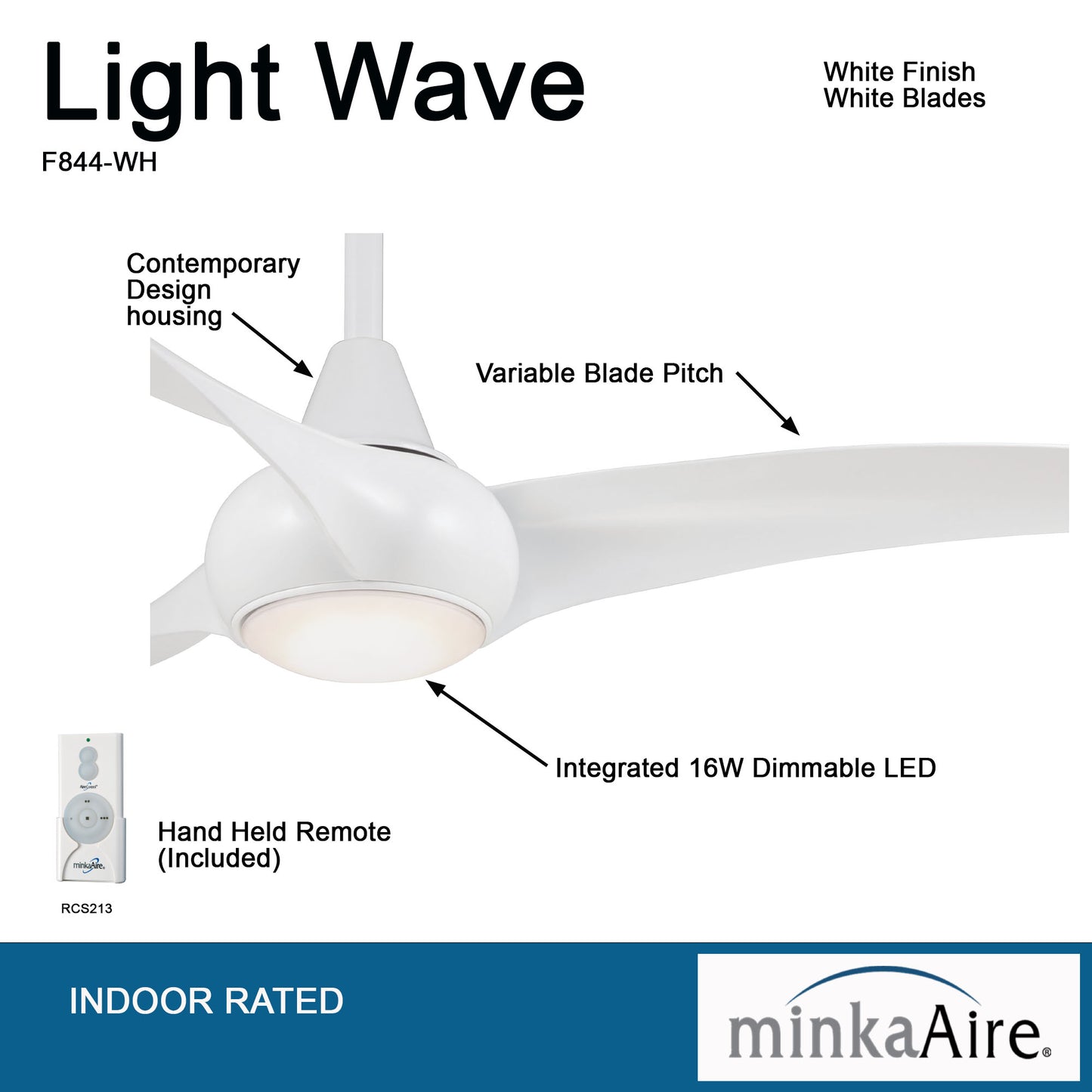 Minka Aire LIGHT WAVE 52" シーリングファンライト 【F844-WH】