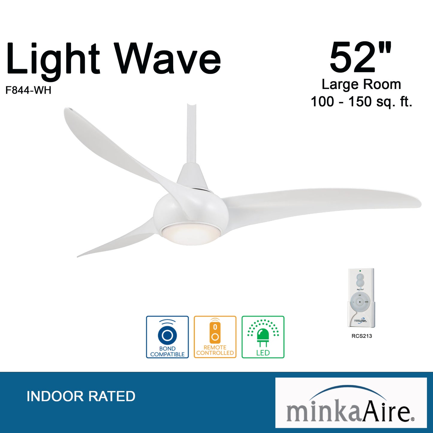 Minka Aire LIGHT WAVE 52" シーリングファンライト 【F844-WH】