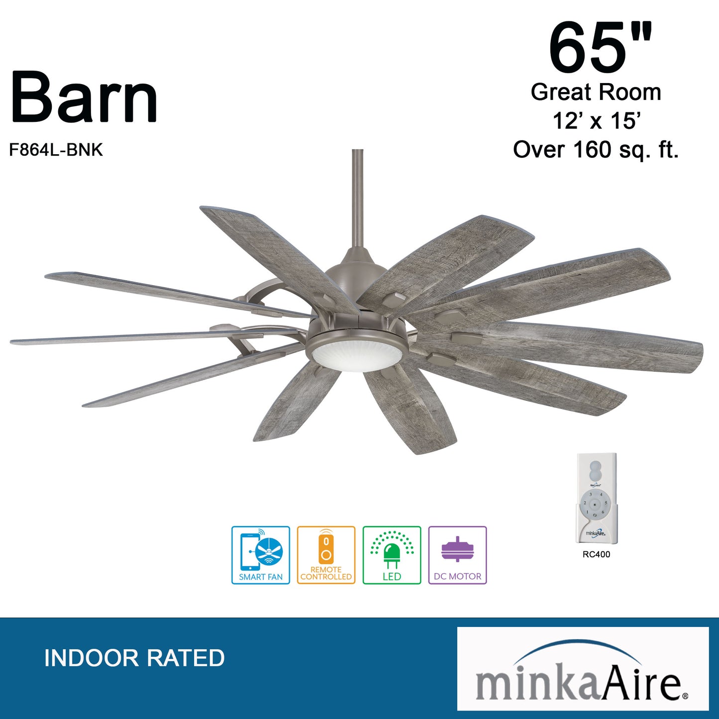 Minka Aire BARN シーリングファンライト 【F864L-BNK】