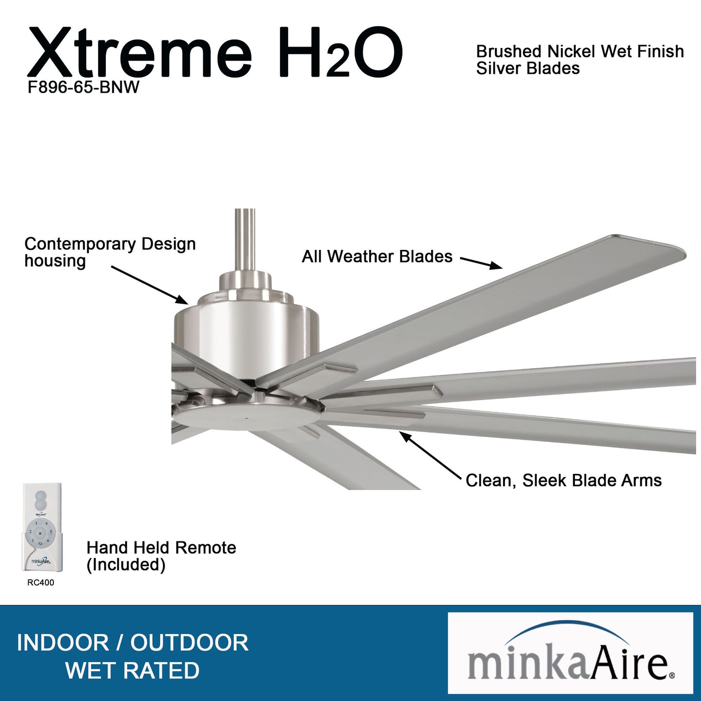 Minka Aire XTREME H2O 65" シーリングファン 【F896-65-BNW】