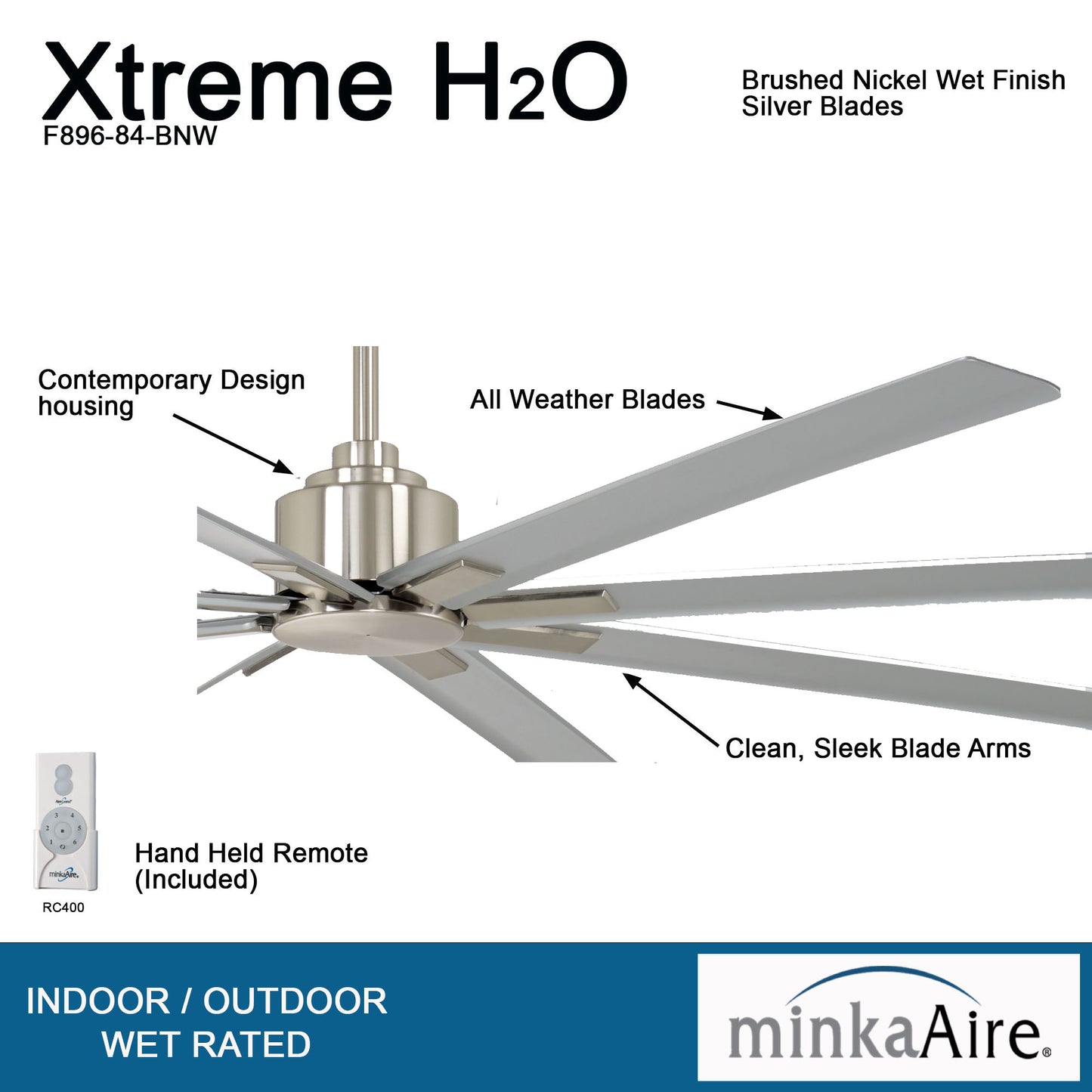 Minka Aire XTREME H2O 84" シーリングファン 【F896-84-BNW】