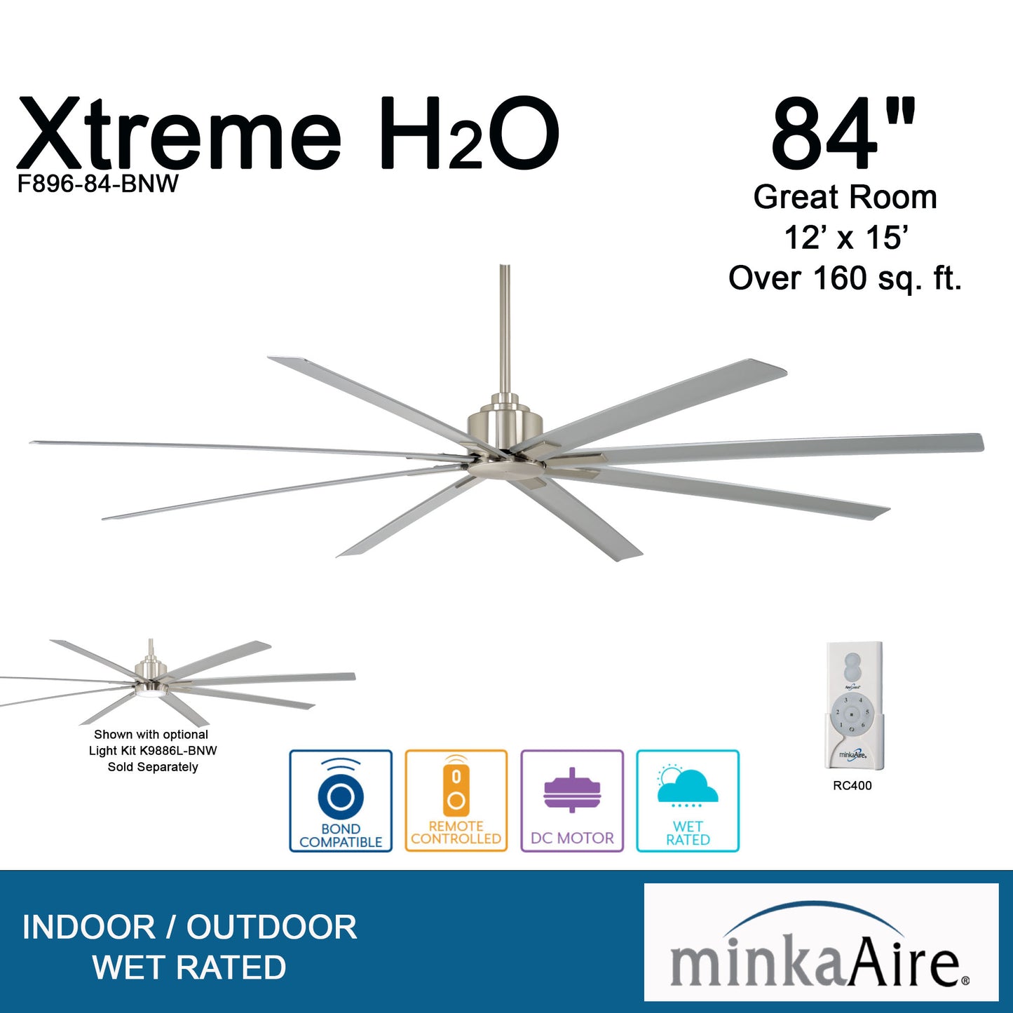 Minka Aire XTREME H2O 84" シーリングファン 【F896-84-BNW】