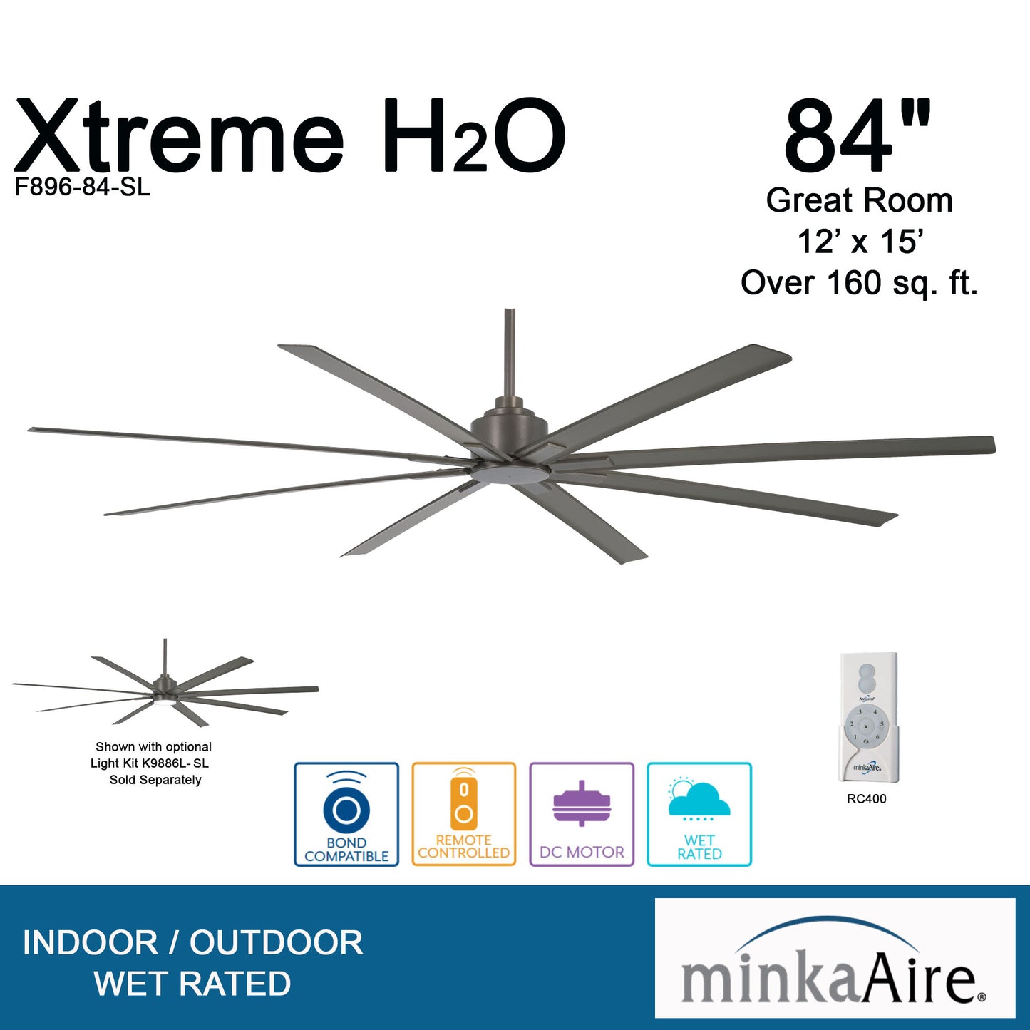 Minka Aire XTREME H2O 84" シーリングファン 【F896-84-SI】