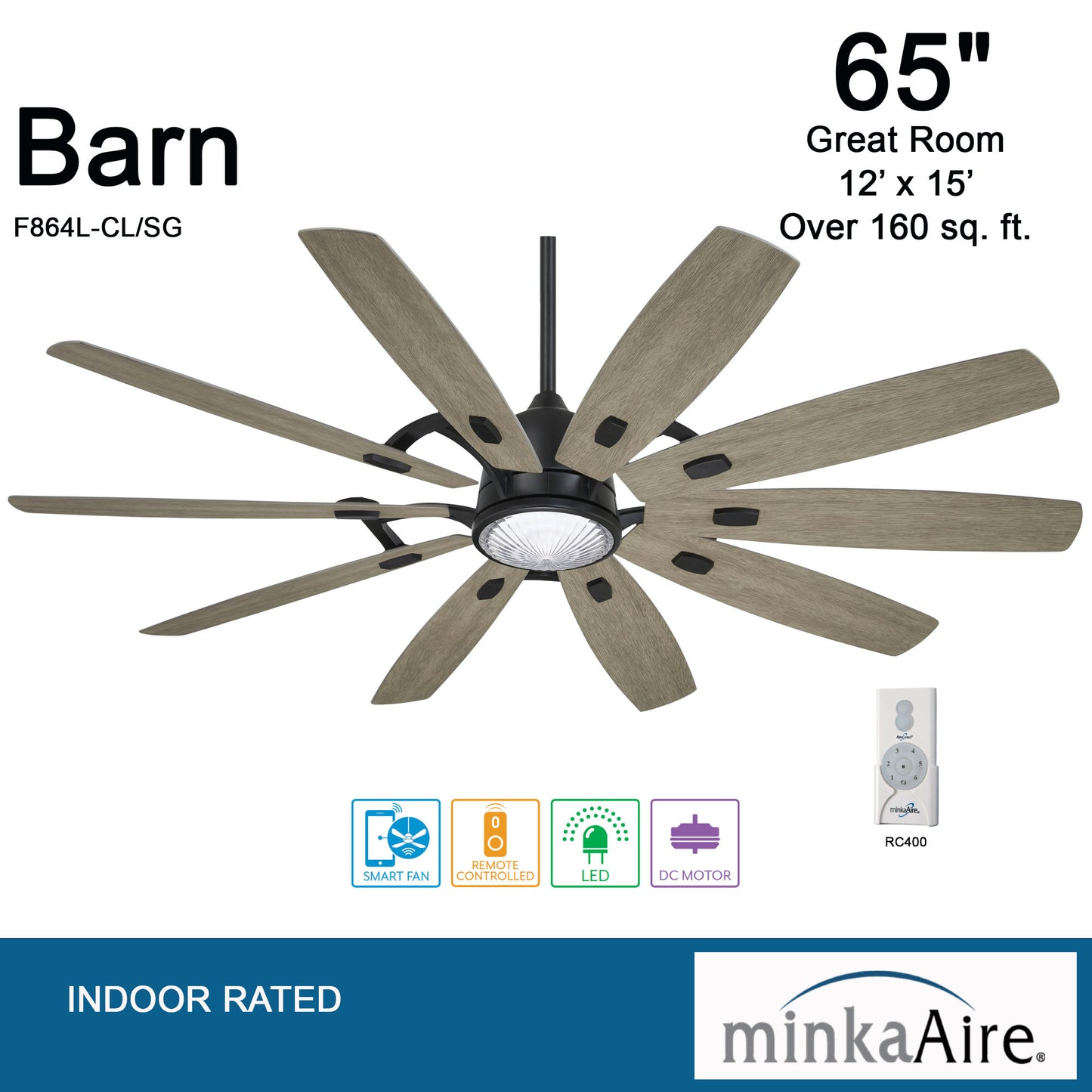 Minka Aire Barn シーリングファン【F864L-CL/SG】