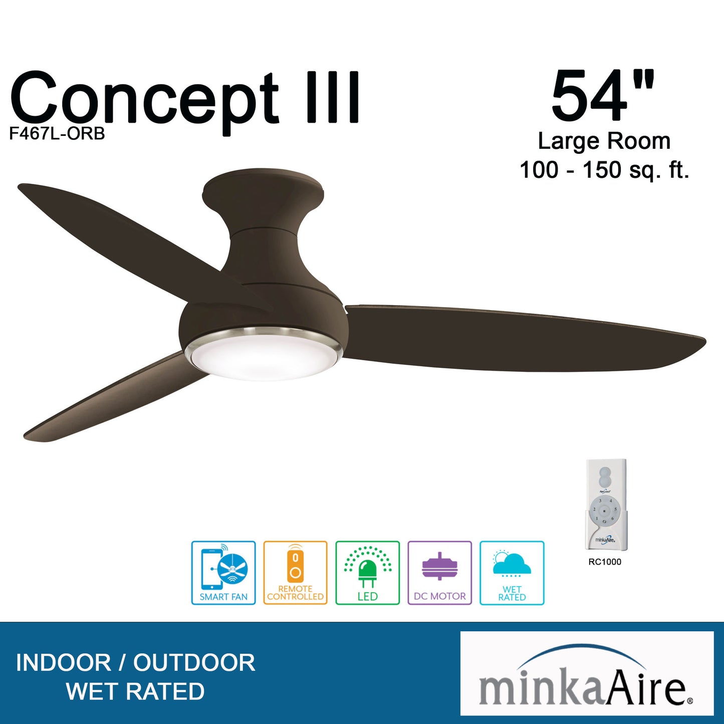 Minka Aire CONCEPT™ III シーリングファンライト 【F467L-ORB】