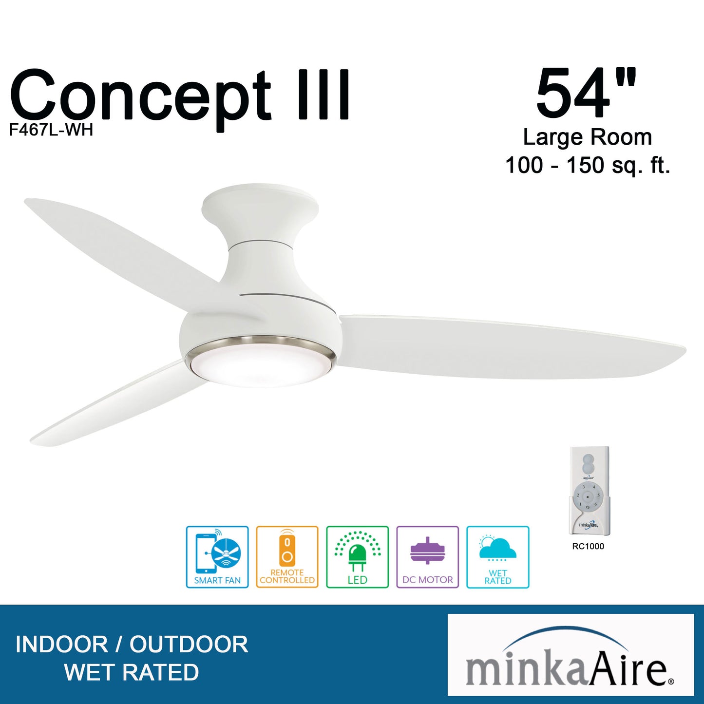 Minka Aire CONCEPT™ III シーリングファンライト 【F467L-WH】