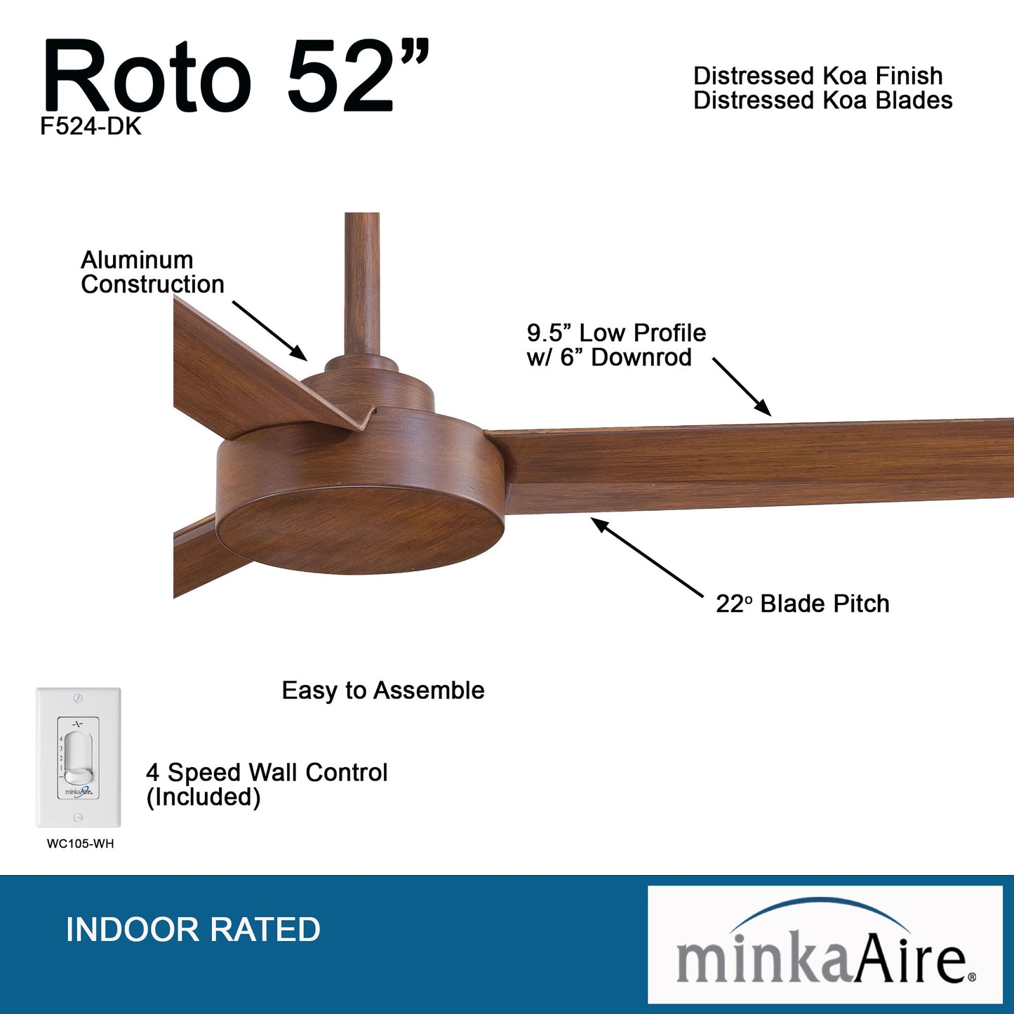 Minka Aire ROTO シーリングファン 【F524-DK】