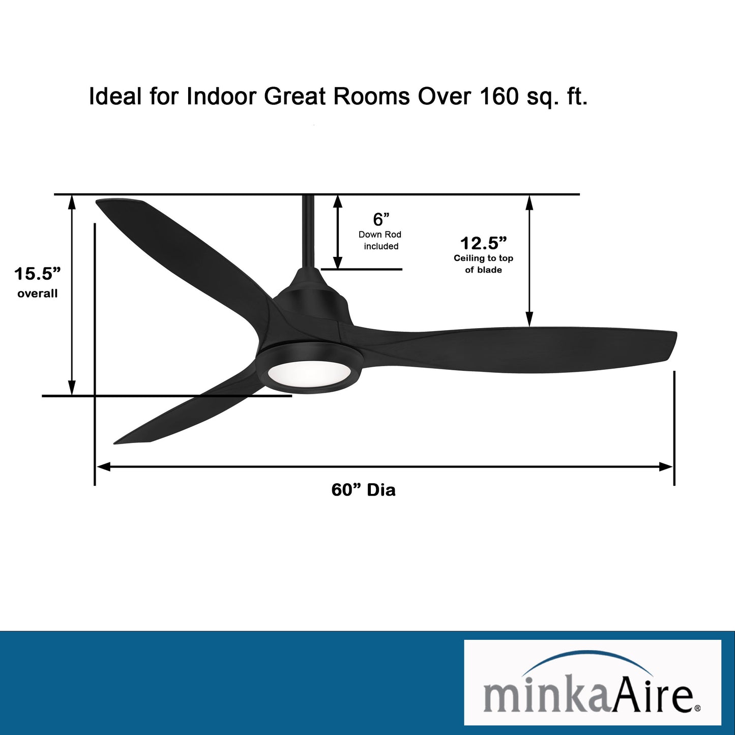 Minka Aire SKYHAWK シーリングファンライト 【F749L-CL】