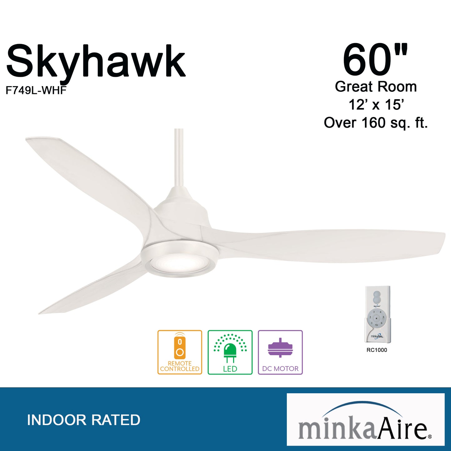 Minka Aire SKYHAWK シーリングファンライト 【F749L-WHF】