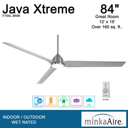 Minka Aire JAVA XTREME 84 シーリングファンライト 【F754L-BNW】