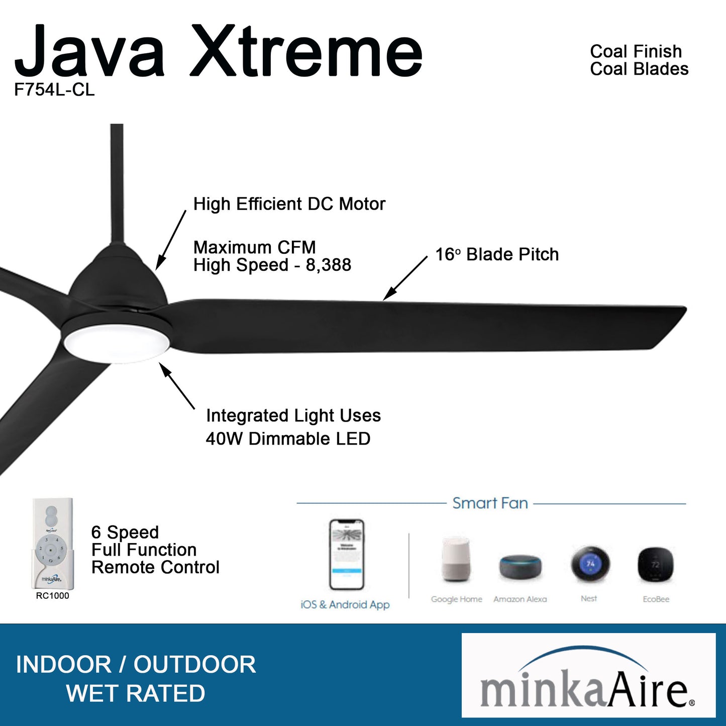 Minka Aire JAVA XTREME 84 シーリングファンライト 【F754L-CL】