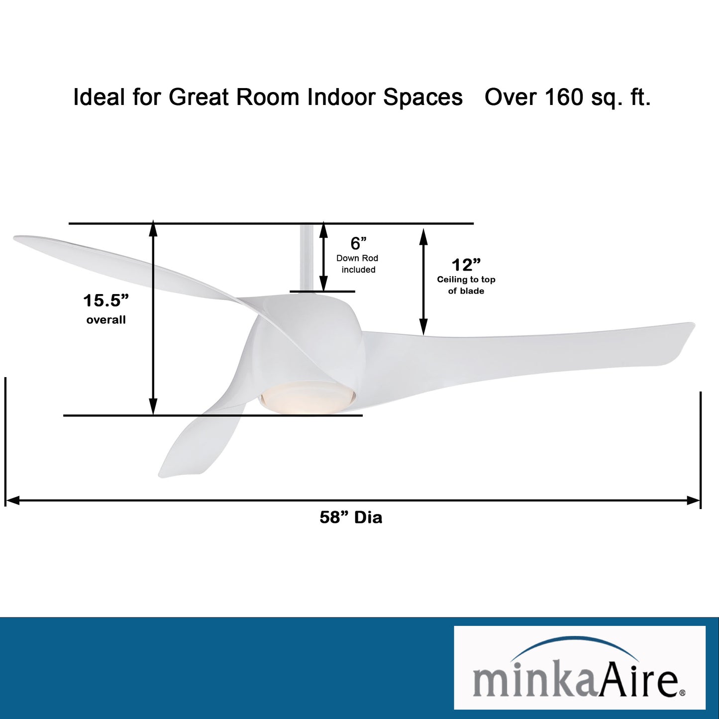 Minka Aire ARTEMIS™ シーリングファンライト 【F803DL-WH】