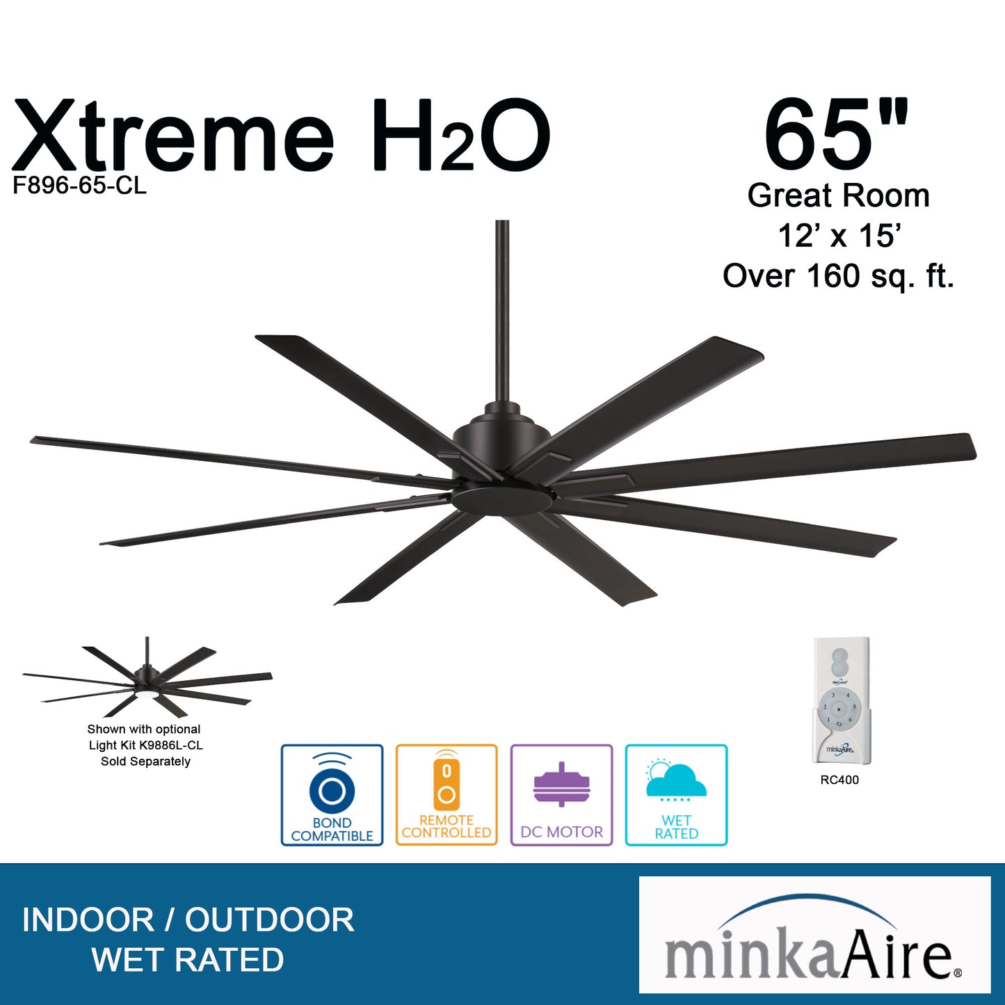 Minka Aire XTREME H2O シーリングファンライト 【F896-65-CL】